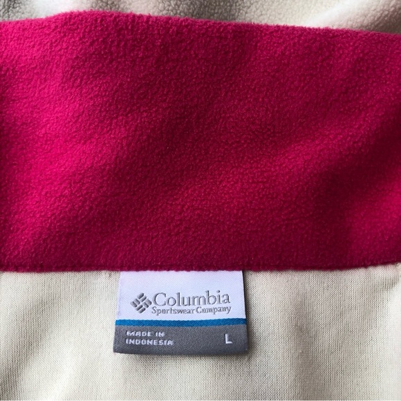 Columbia Fleece Pullover Colorblock Blue Pink 1/2 Zip Light Weight Size L - Picture 5 of 7
